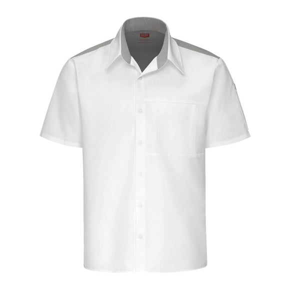 502M Chef Designs Poplin Airflow Cook Shirt with OilBlok White/ Grey