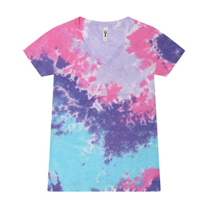 1075 Colortone Women's Tie-Dyed V-Neck T-Shirt Cotton Candy