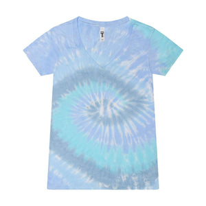 1075 Colortone Women's Tie-Dyed V-Neck T-Shirt Lagoon