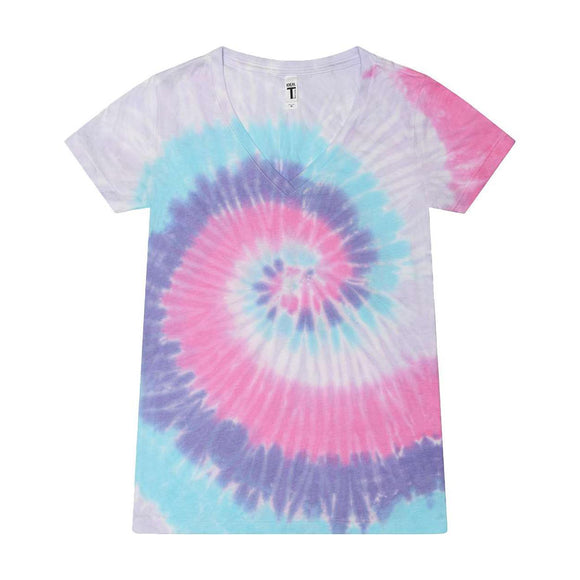 1075 Colortone Women's Tie-Dyed V-Neck T-Shirt Unicorn