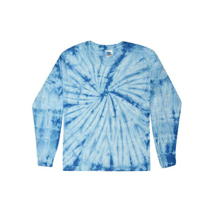 2000 Colortone Tie-Dyed Long Sleeve T-Shirt Spider Baby Blue