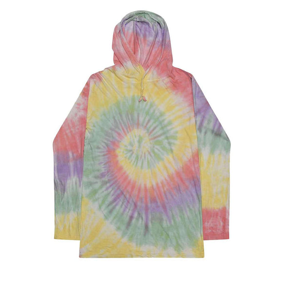 2777 Colortone Tie-Dyed Hooded Long Sleeve T-Shirt Zen Rainbow