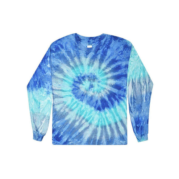 2000Y Colortone Youth Tie-Dyed Long Sleeve T-Shirt Blue Jerry