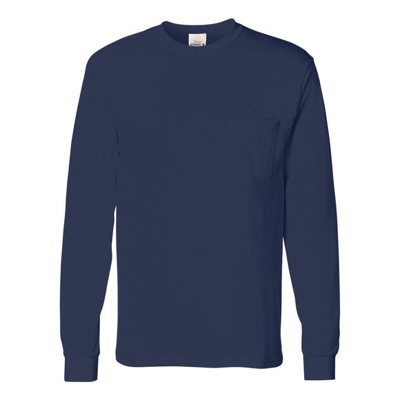 5596 Hanes Authentic Long Sleeve Pocket T-Shirt Navy