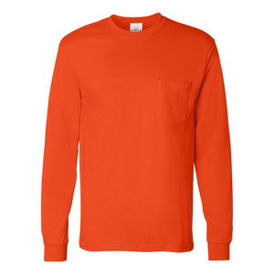 5596 Hanes Authentic Long Sleeve Pocket T-Shirt Orange