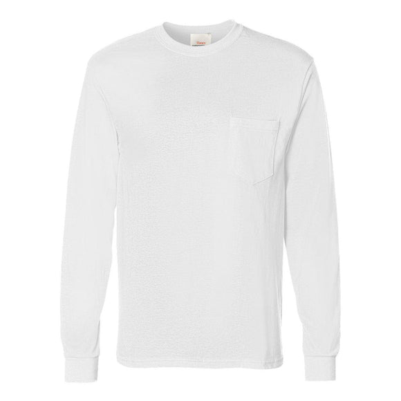 5596 Hanes Authentic Long Sleeve Pocket T-Shirt White