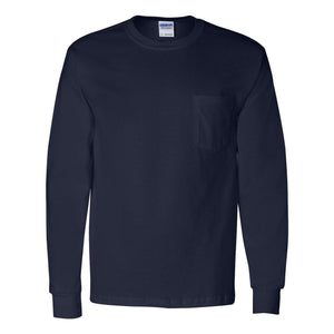 2410 Gildan Ultra Cotton® Long Sleeve Pocket T-Shirt Navy