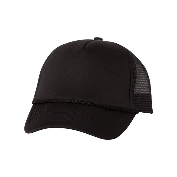 VC700 Valucap Foam Mesh-Back Trucker Cap Black/ Black