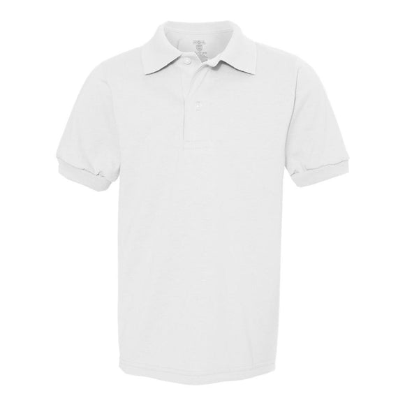 437YR JERZEES SpotShield™ Youth 50/50 Polo White