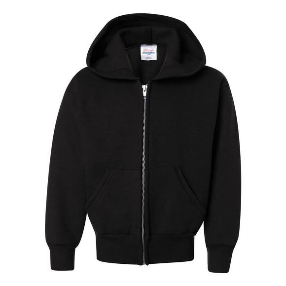 P480 Hanes EcoSmart® Youth Full-Zip Hooded Sweatshirt Black