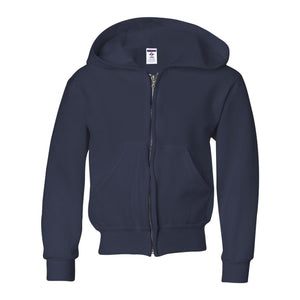 993BR JERZEES NuBlend® Youth Full-Zip Hooded Sweatshirt J. Navy