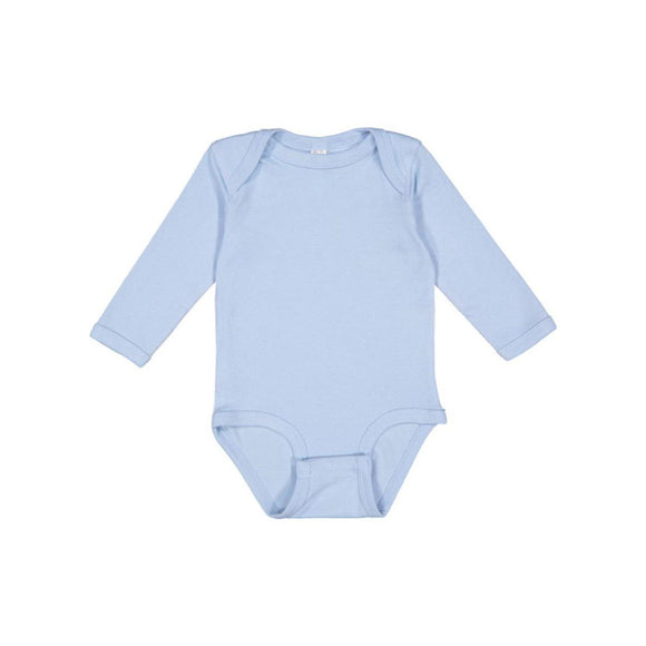 4411 Rabbit Skins Infant Long Sleeve Baby Rib Bodysuit Light Blue