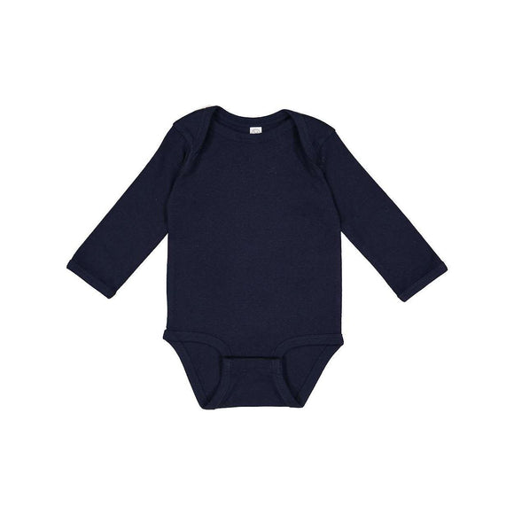 4411 Rabbit Skins Infant Long Sleeve Baby Rib Bodysuit Navy