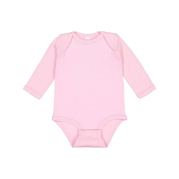 4411 Rabbit Skins Infant Long Sleeve Baby Rib Bodysuit Pink