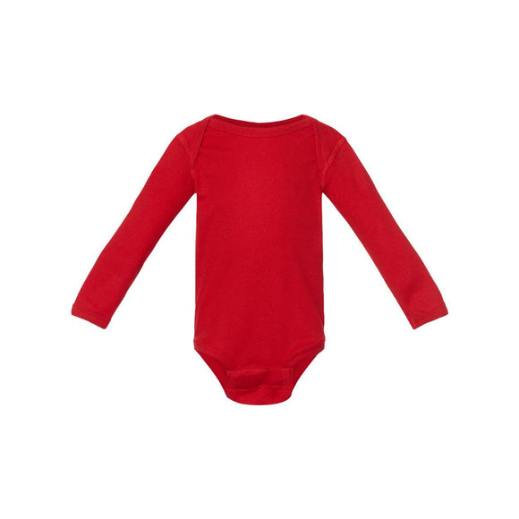 4411 Rabbit Skins Infant Long Sleeve Baby Rib Bodysuit Red