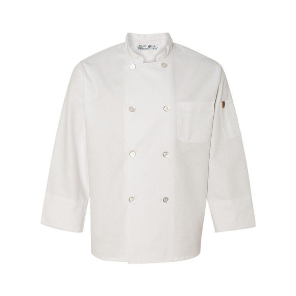 0413 Chef Designs Button Chef Coat with Thermometer Pocket White