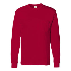 5596 Hanes Authentic Long Sleeve Pocket T-Shirt Deep Red