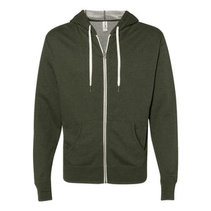 PRM90HTZ Independent Trading Co. Heathered French Terry Full-Zip Hooded Sweatshirt Olive Heather