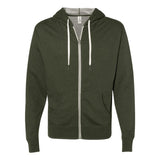 PRM90HTZ Independent Trading Co. Heathered French Terry Full-Zip Hooded Sweatshirt Olive Heather