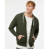 PRM90HTZ Independent Trading Co. Heathered French Terry Full-Zip Hooded Sweatshirt Olive Heather