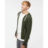 PRM90HTZ Independent Trading Co. Heathered French Terry Full-Zip Hooded Sweatshirt Olive Heather