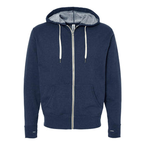 PRM90HTZ Independent Trading Co. Heathered French Terry Full-Zip Hooded Sweatshirt Navy Heather