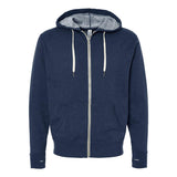 PRM90HTZ Independent Trading Co. Heathered French Terry Full-Zip Hooded Sweatshirt Navy Heather