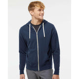 PRM90HTZ Independent Trading Co. Heathered French Terry Full-Zip Hooded Sweatshirt Navy Heather