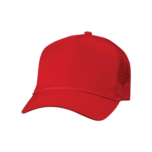 8804H Valucap Five-Panel Mesh-Back Trucker Cap Red