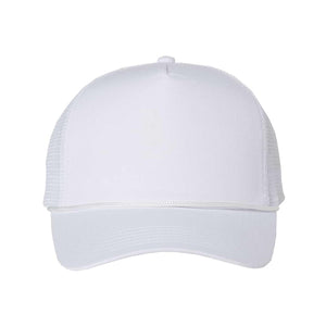 8804H Valucap Five-Panel Mesh-Back Trucker Cap White