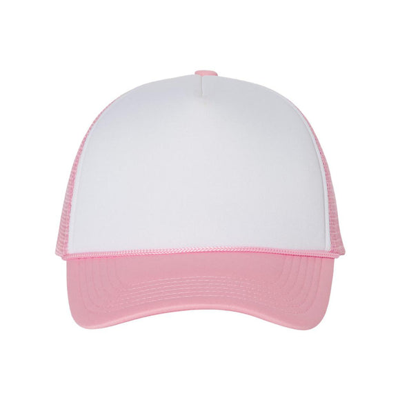 VC700 Valucap Foam Mesh-Back Trucker Cap White/ Pink