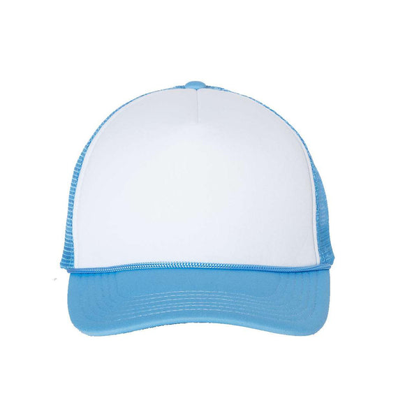 VC700 Valucap Foam Mesh-Back Trucker Cap White/ Baby Blue