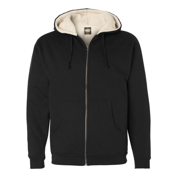 EXP40SHZ Independent Trading Co. Sherpa-Lined Full-Zip Hooded Sweatshirt Black/ Natural