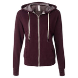 PRM90HTZ Independent Trading Co. Heathered French Terry Full-Zip Hooded Sweatshirt Burgundy Heather