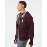 PRM90HTZ Independent Trading Co. Heathered French Terry Full-Zip Hooded Sweatshirt Burgundy Heather