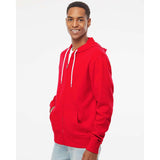 AFX90UNZ Independent Trading Co. Lightweight Full-Zip Hooded Sweatshirt Red