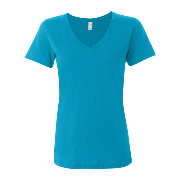 392 Anvil Women's Featherweight V-Neck T-Shirt Caribbean Blue