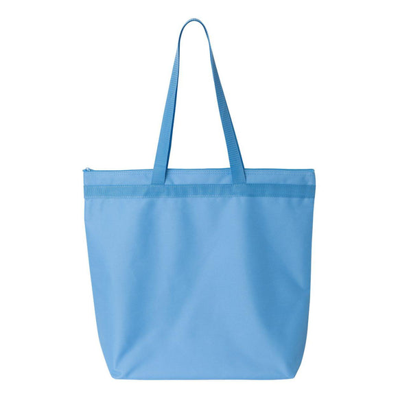 8802 Liberty Bags Recycled Zipper Tote Light Blue