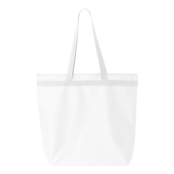 8802 Liberty Bags Recycled Zipper Tote White