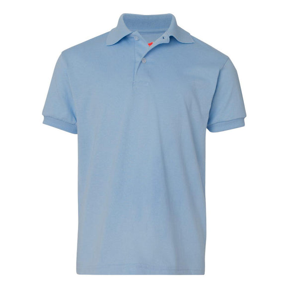 054Y Hanes Youth Ecosmart® Jersey Polo Light Blue