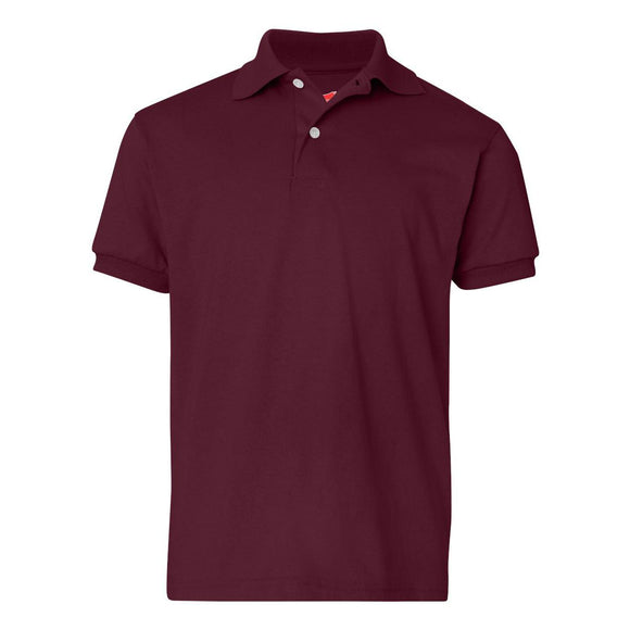 054Y Hanes Youth Ecosmart® Jersey Polo Maroon