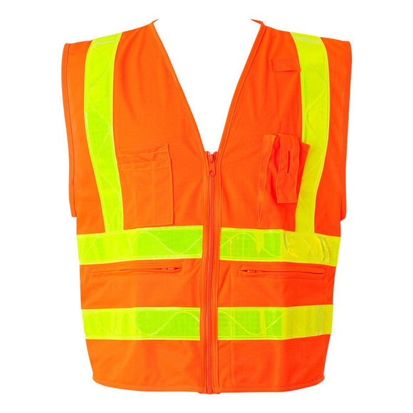 1197-1198 Kishigo Prismatic Hydrowick-Lite Multi Zipper Vest Orange