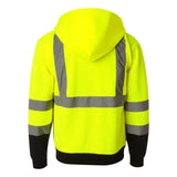 JS102-103 Kishigo Hi-Vis Full-Zip Hooded Sweatshirt Lime