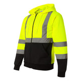 JS102-103 Kishigo Hi-Vis Full-Zip Hooded Sweatshirt Lime