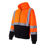 JS102-103 Kishigo Hi-Vis Full-Zip Hooded Sweatshirt Orange