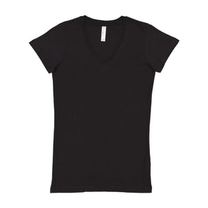 3607 LAT Junior's Fine Jersey V-Neck Tee Black