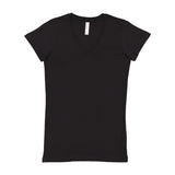 3607 LAT Junior's Fine Jersey V-Neck Tee Black