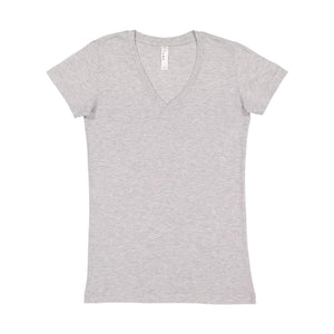 3607 LAT Junior's Fine Jersey V-Neck Tee Heather