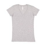 3607 LAT Junior's Fine Jersey V-Neck Tee Heather