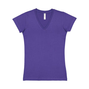 3607 LAT Junior's Fine Jersey V-Neck Tee Purple